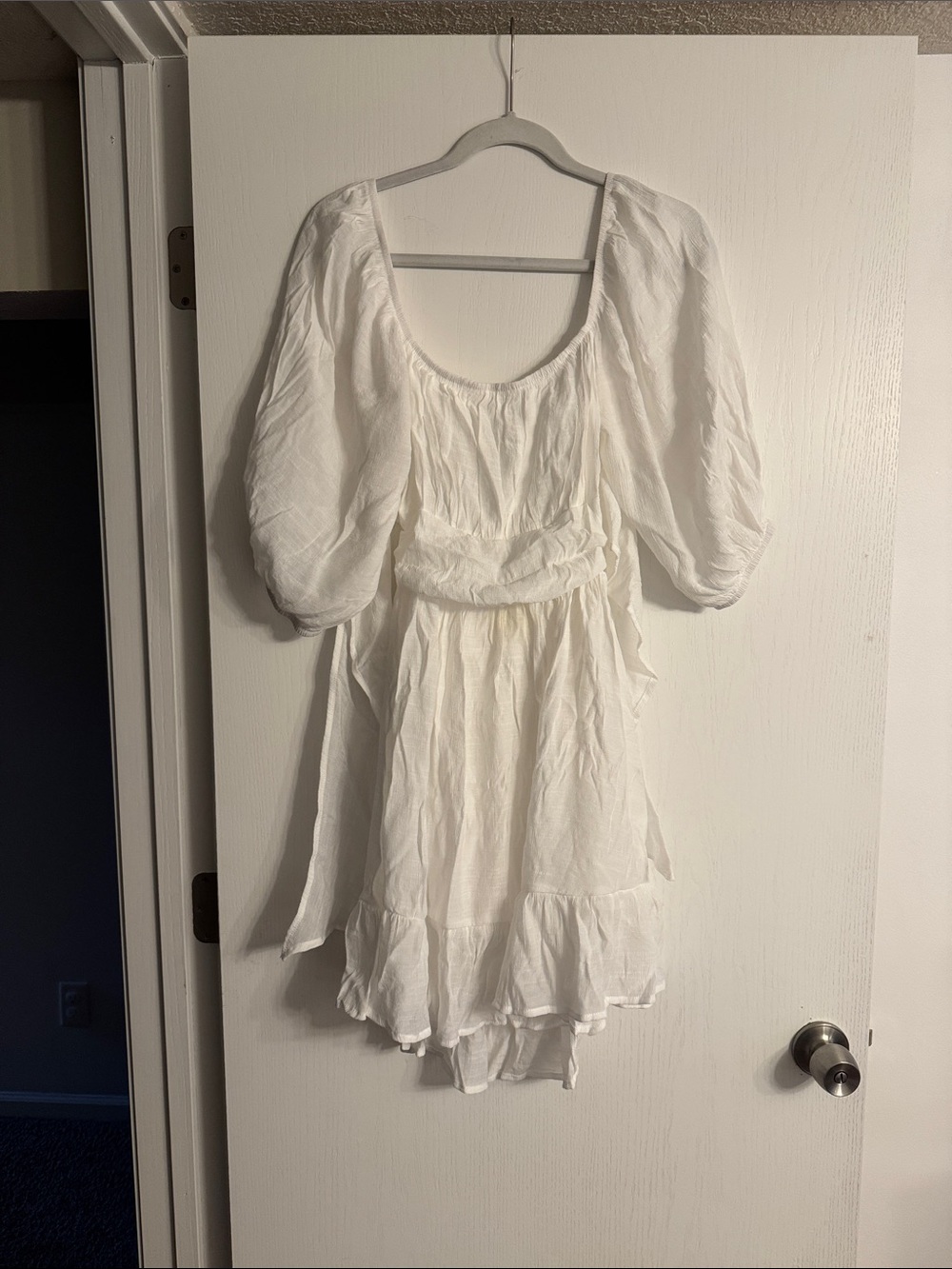 Amazon White Puff-Sleeve Mini Dress